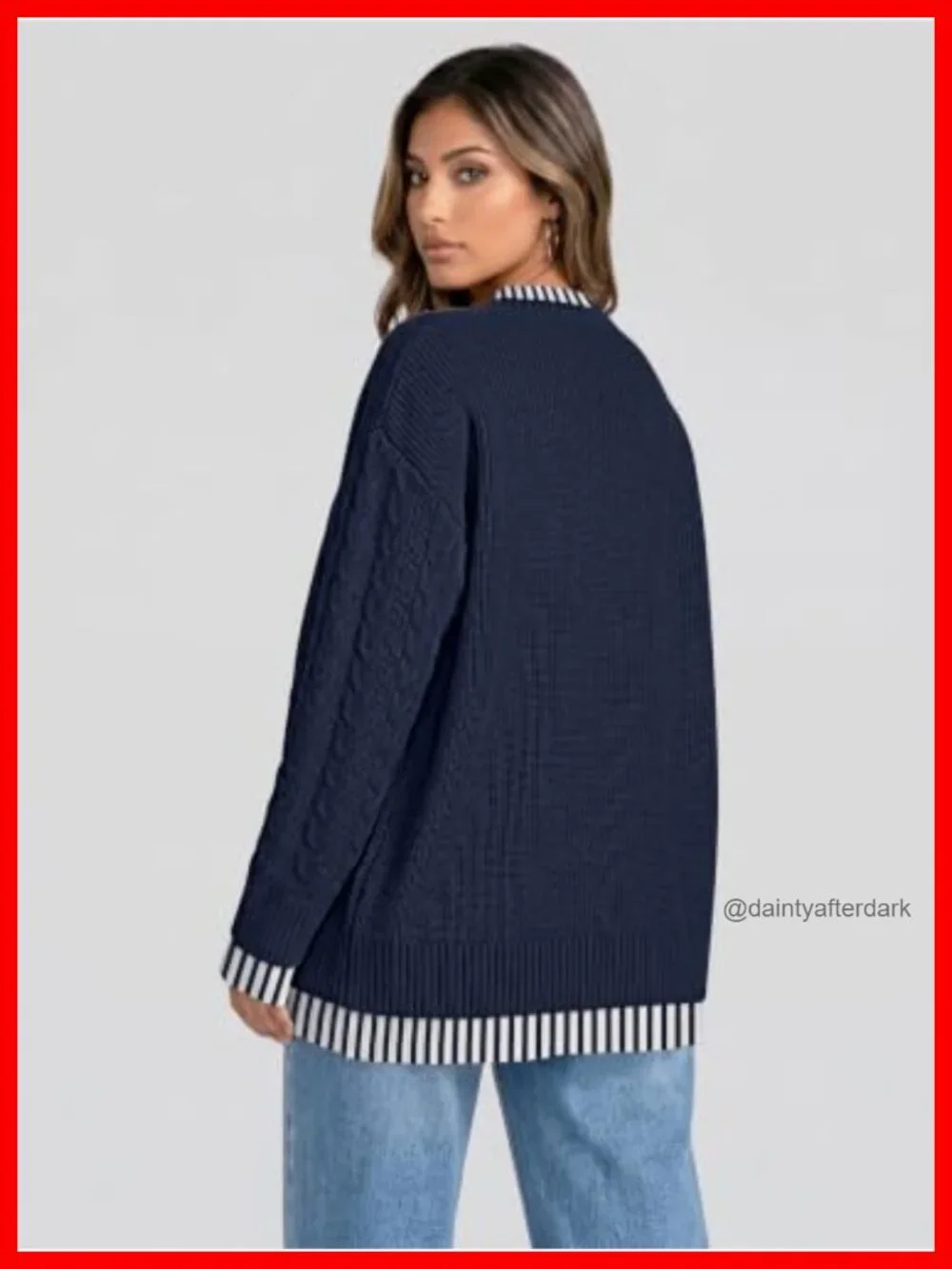 Oversized Cable Knit Pullover Sweater Women Viscose Blend Crew Neck Long Sleeve